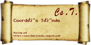 Csordás Tünde névjegykártya